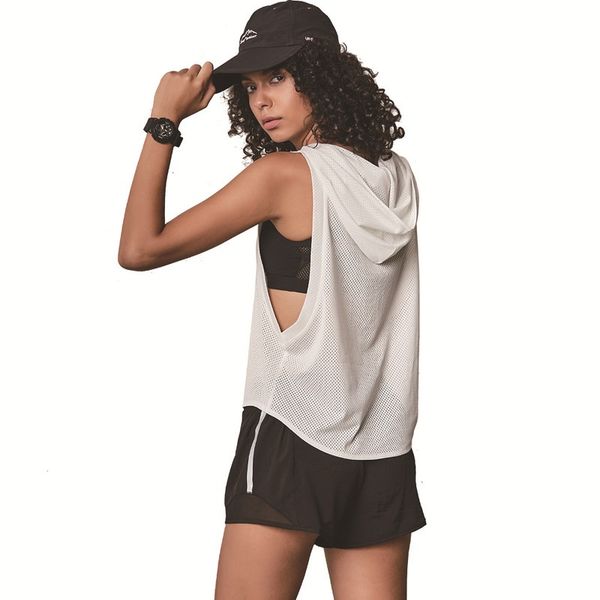 women sport t shirt breathable loose yoga mesh fitness clothes gym quick dry sport blouses female jersey sleeveless, Black;blue